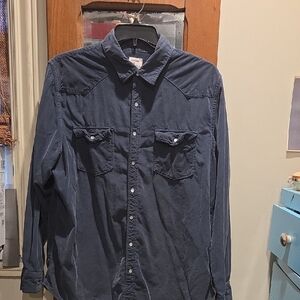 Old Navy Men's Courdoroy Blue Pearl Button Shirt